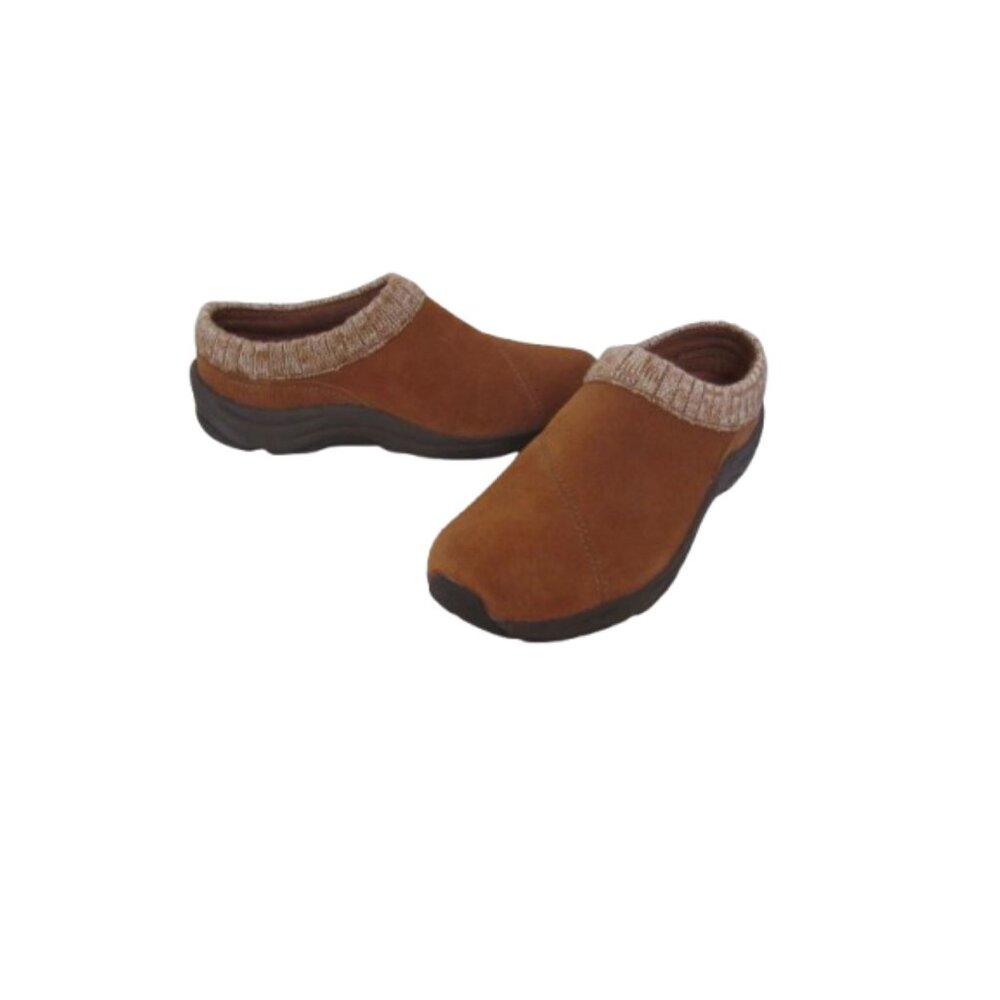 Vionic Arbor Suede Slip-On Brown Shoes Size 7.5M w Knit Collar